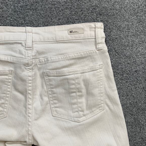 Kut From The Kloth Shorts 0 White Denim Bermuda Zip Fly Clam Diggers Pockets - Picture 9 of 14